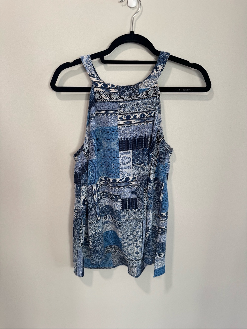 Blue Patchwork Tank Top